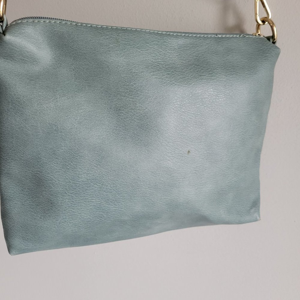 Jen & Co Vegan Shoulder Bag Blue Gray Adjustable & Removeable Strap - Picture 9 of 11